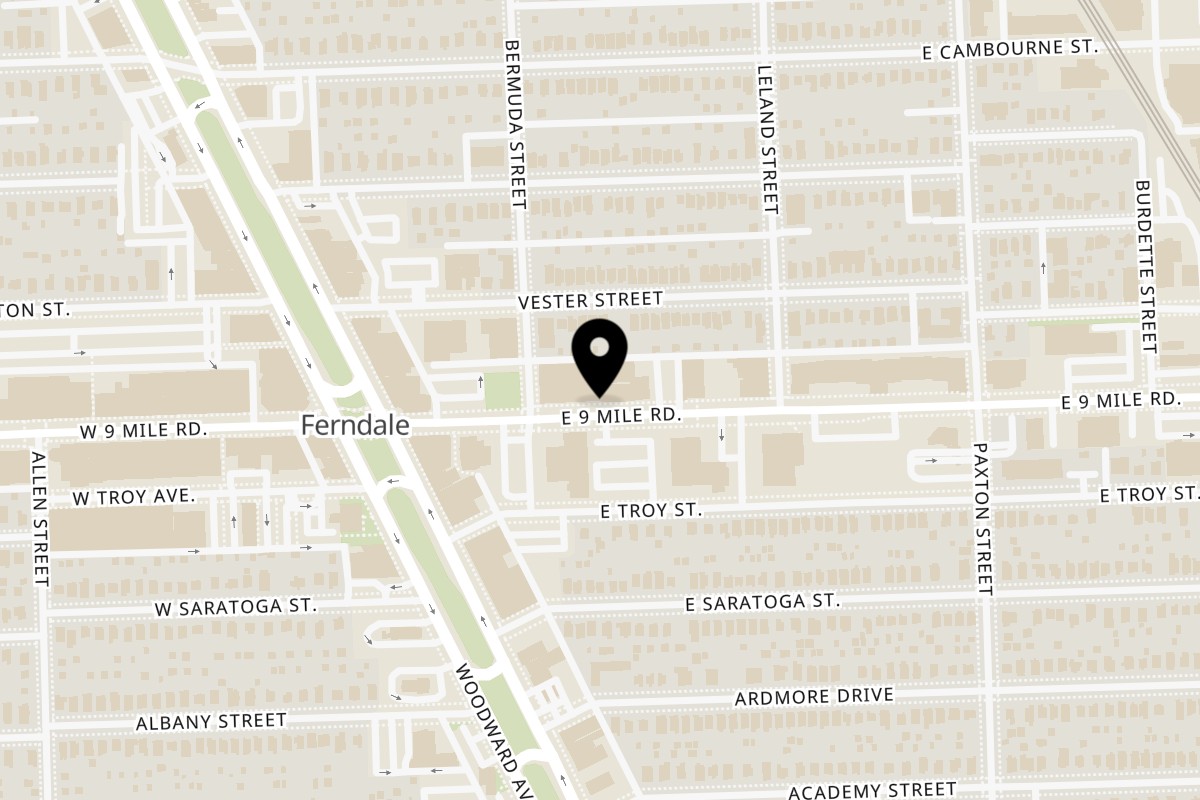 Map showing the location of Balam Coffee & Wine on 207 E 9 Mile Rd in Ferndale